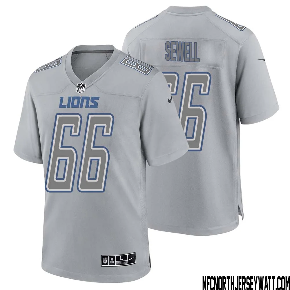 Harley Sewell No 66 Men Gray Detroit Lions Atmosphere Fashion Game Jersey 1