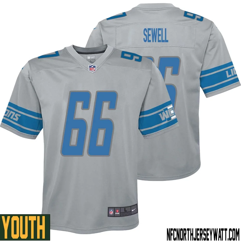 Harley Sewell No 66 Youth Steel Detroit Lions Vapor Untouchable Color Rush Limited Player Jersey 1