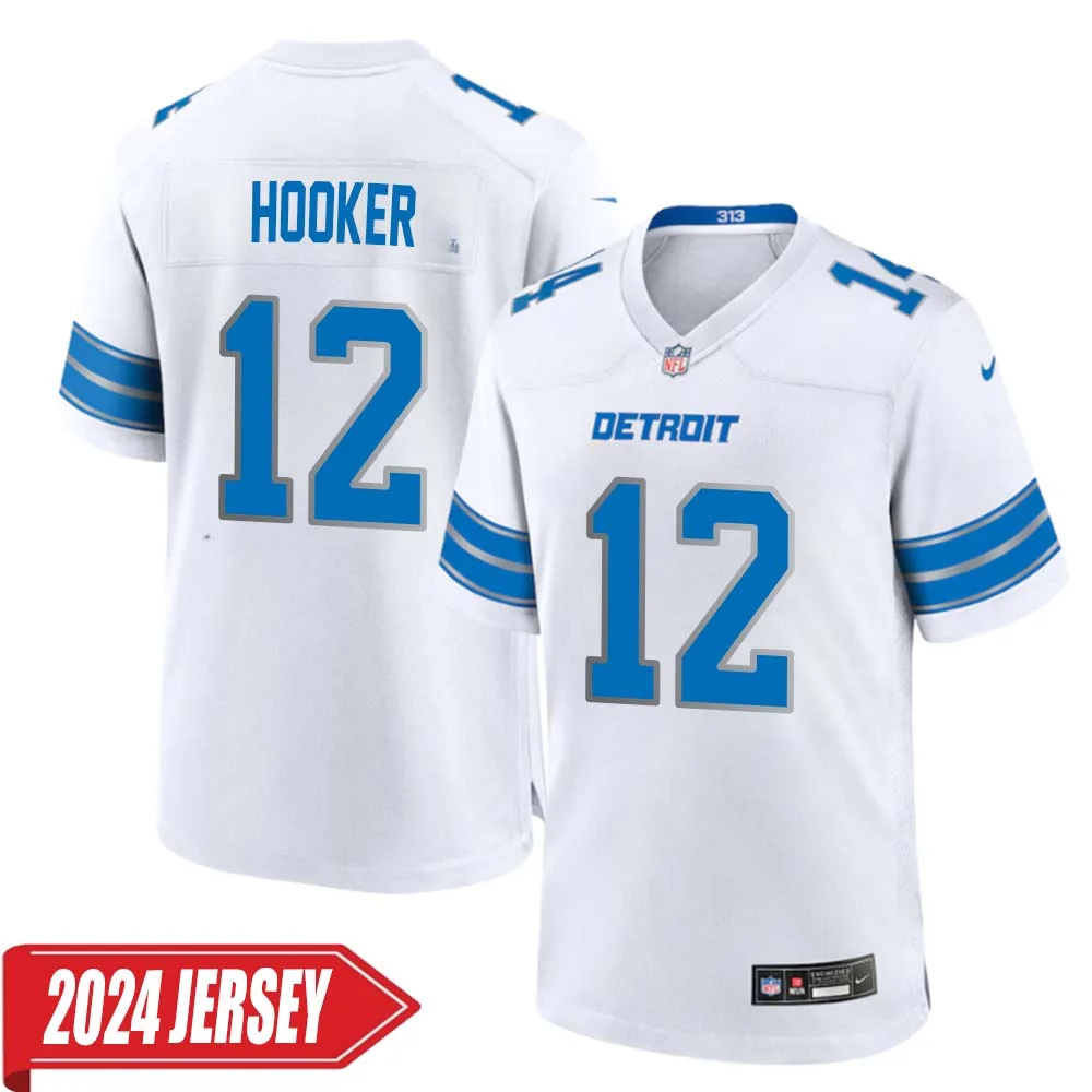 Hendon Hooker No 12 Men s Detroit Lions Away Game 2024 Jersey White