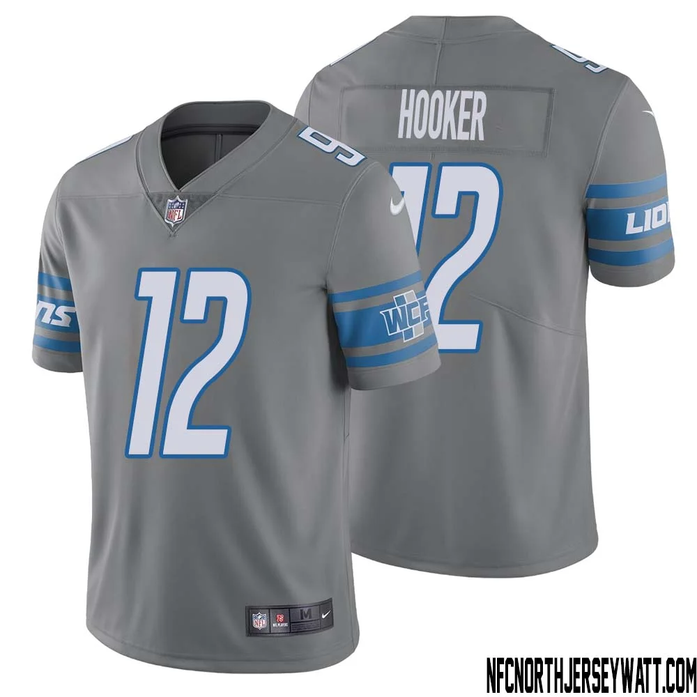 Hendon Hooker No 12 Men Steel Detroit Lions Vapor Untouchable Color Rush Limited Player Jersey 1