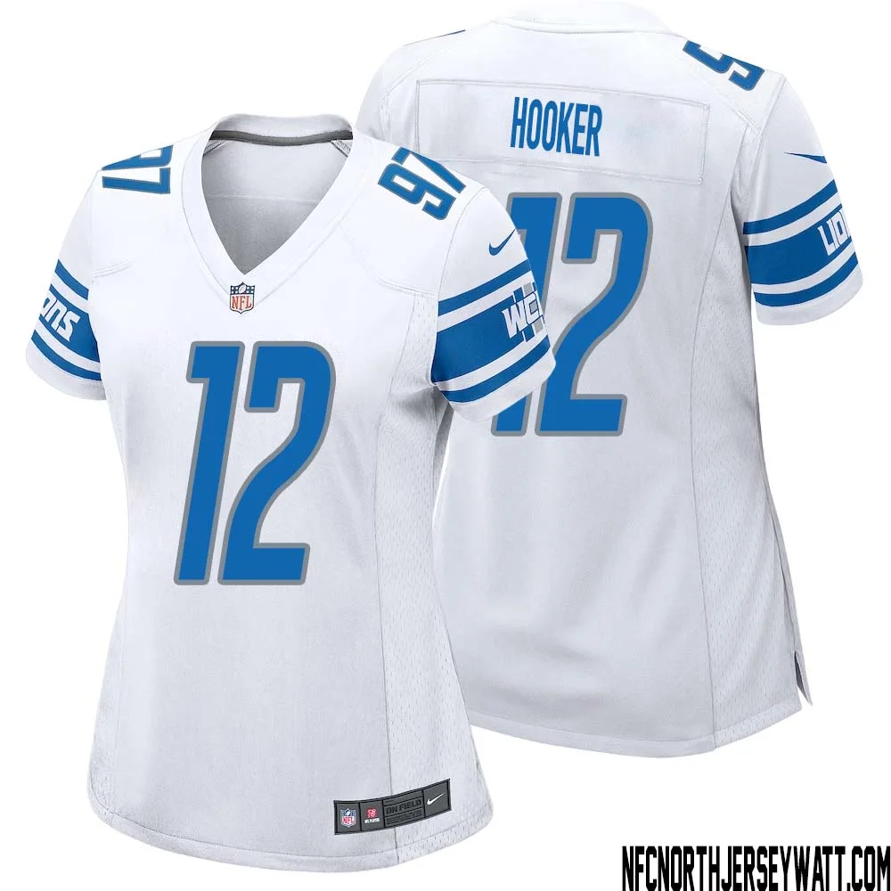 Hendon Hooker No 12 Women White Detroit Lions Player Away Game Jersey 1