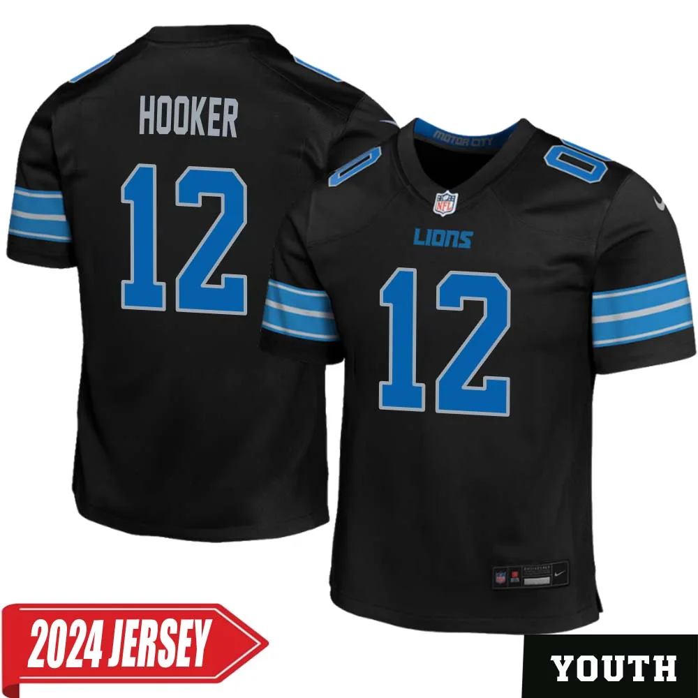 Hendon Hooker No 12 Youth s Detroit Lions 2nd Alternate Vapor F.U.S.E. Limited 2024 Jersey Black