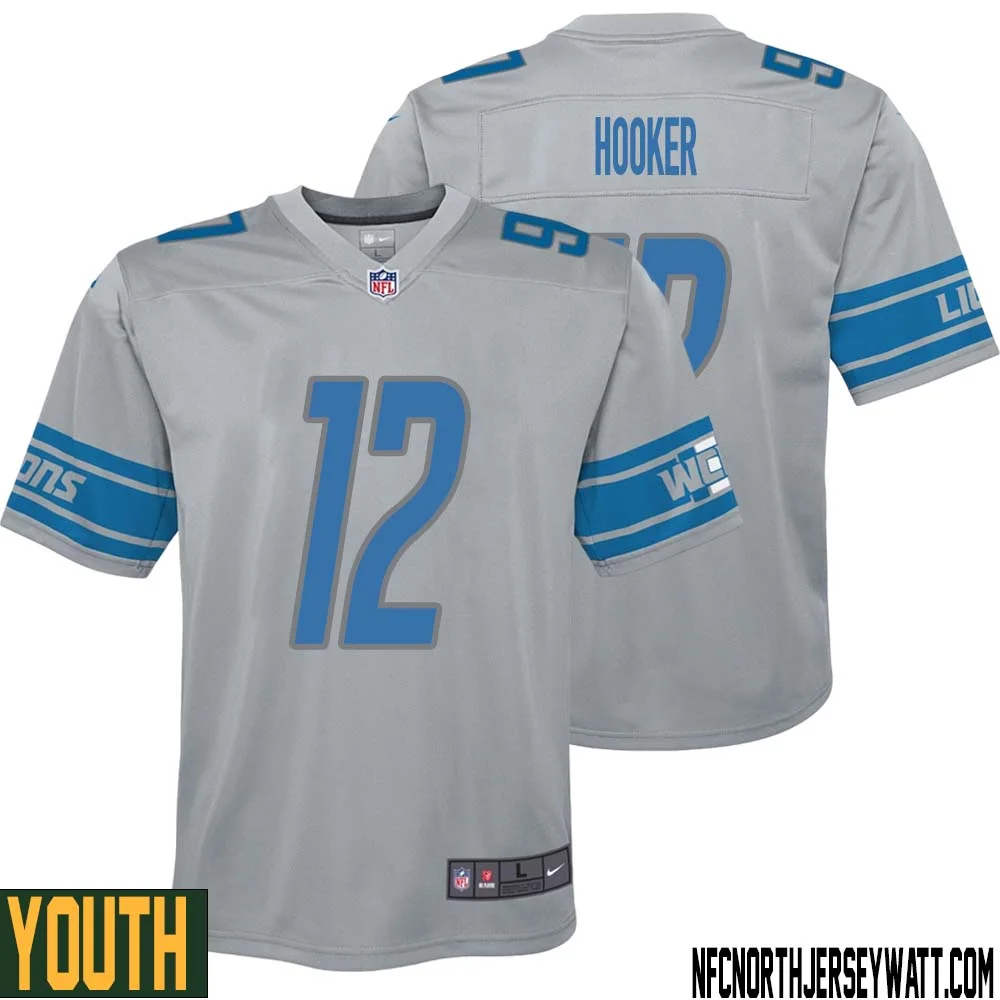 Hendon Hooker No 12 Youth Steel Detroit Lions Vapor Untouchable Color Rush Limited Player Jersey