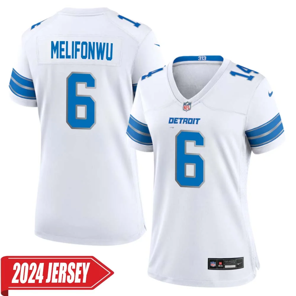 Ifeatu Melifonwu No 6 Woman s Detroit Lions Away Game 2024 Jersey White