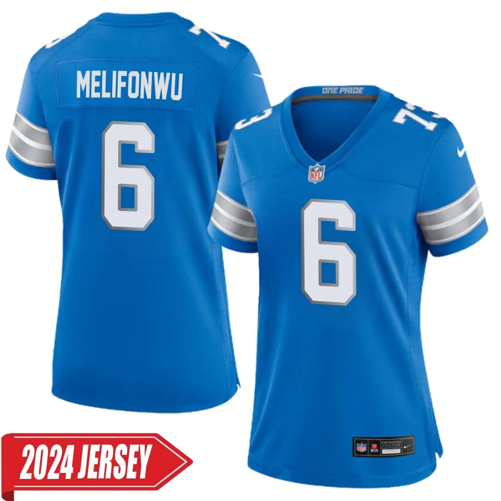 Ifeatu Melifonwu No 6 Woman s Detroit Lions Home Game 2024 Jersey Blue