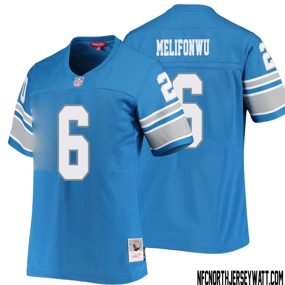 Ifeatu Melifonwu No 6 Women Mitchell Ness Blue Detroit Lions 1996 Legacy Replica Jersey 1
