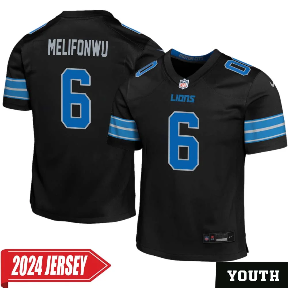 Ifeatu Melifonwu No 6 Youth s Detroit Lions 2nd Alternate Vapor F.U.S.E. Limited 2024 Jersey Black