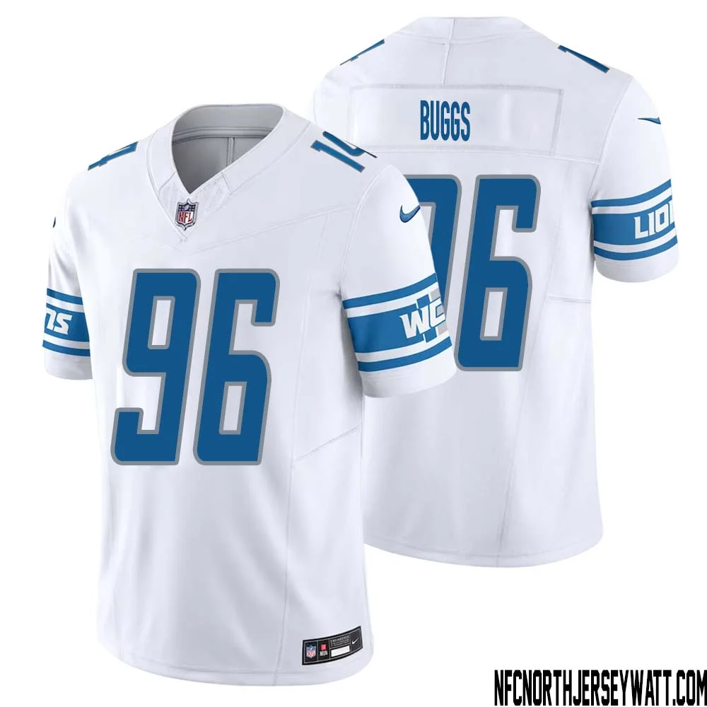 Isaiah Buggs No 96 Men White Detroit Lions Vapor F.U.S.E. Limited Jersey 1