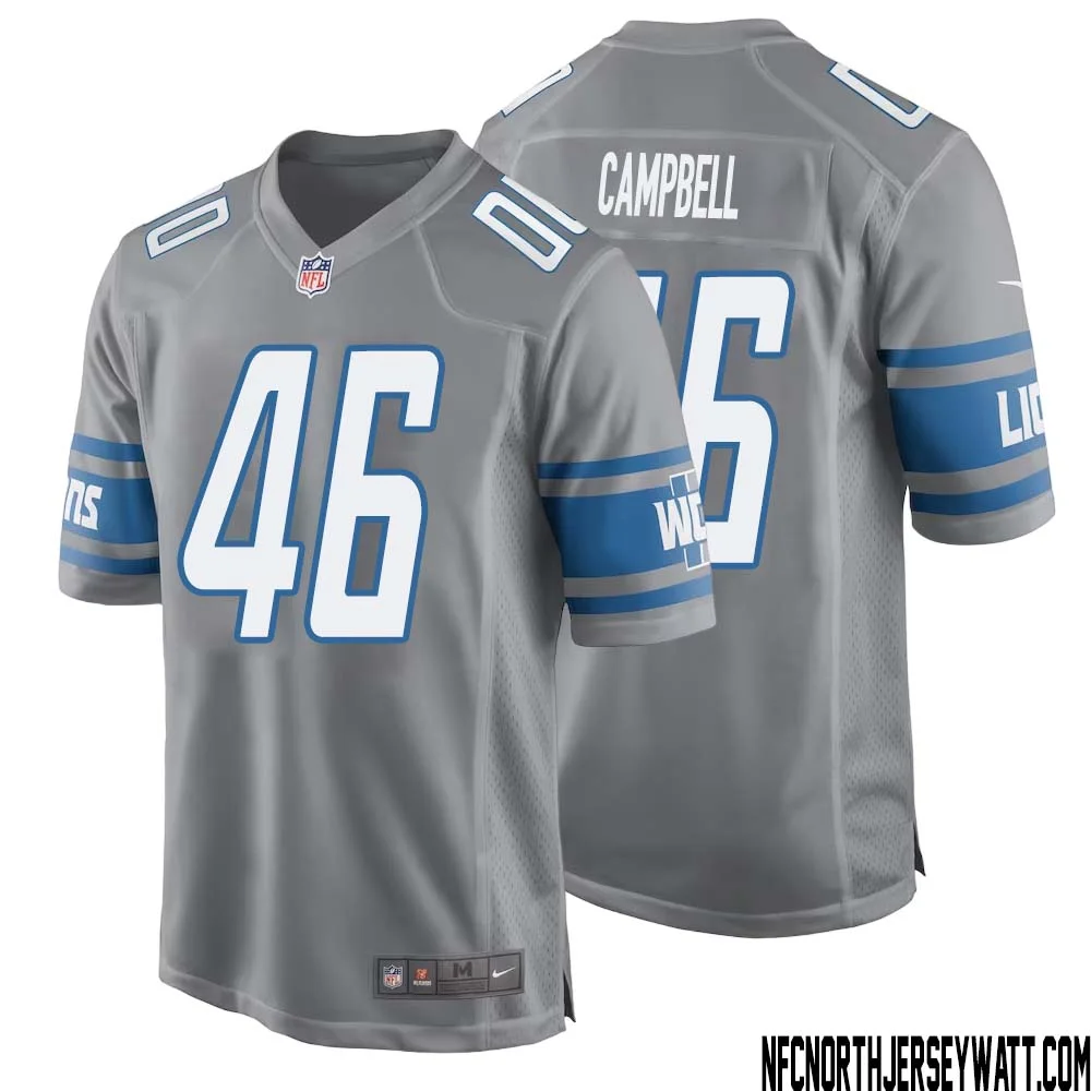 Jack Campbell No 46 Men Gray Detroit Lions Player Alternate Game Jersey