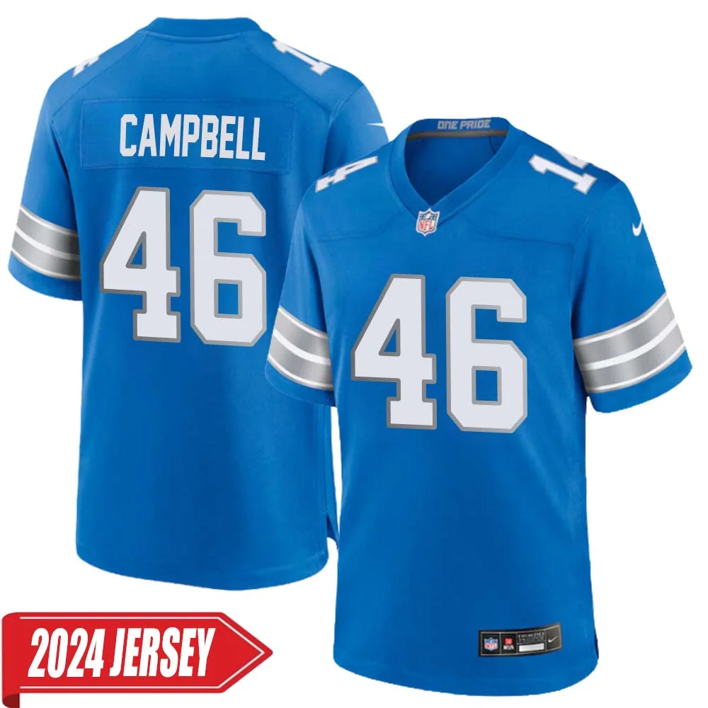 Jack Campbell No 46 Men s Detroit Lions Home Game 2024 Jersey Blue