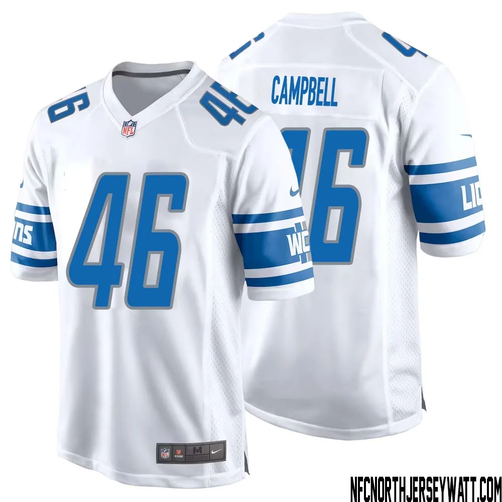 Jack Campbell No 46 Men White Detroit Lions Player Away Game Jersey 1