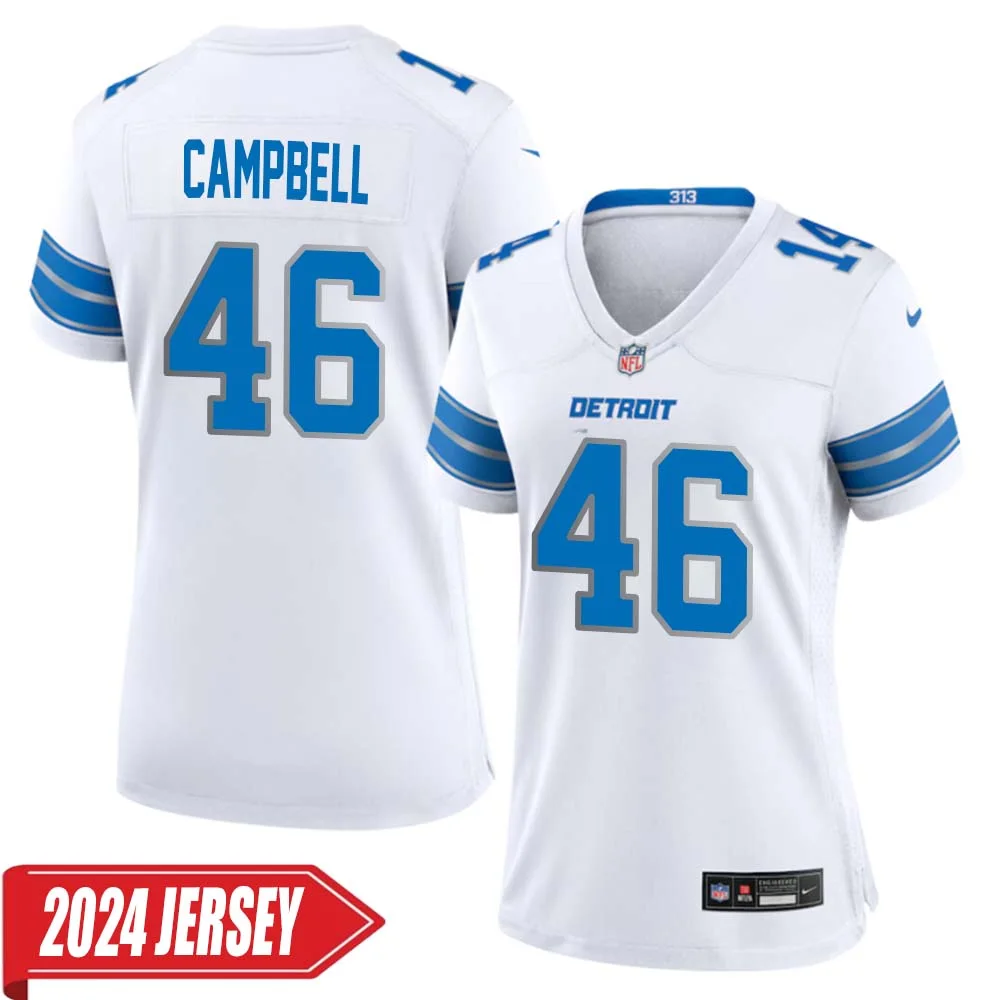 Jack Campbell No 46 Woman s Detroit Lions Away Game 2024 Jersey White