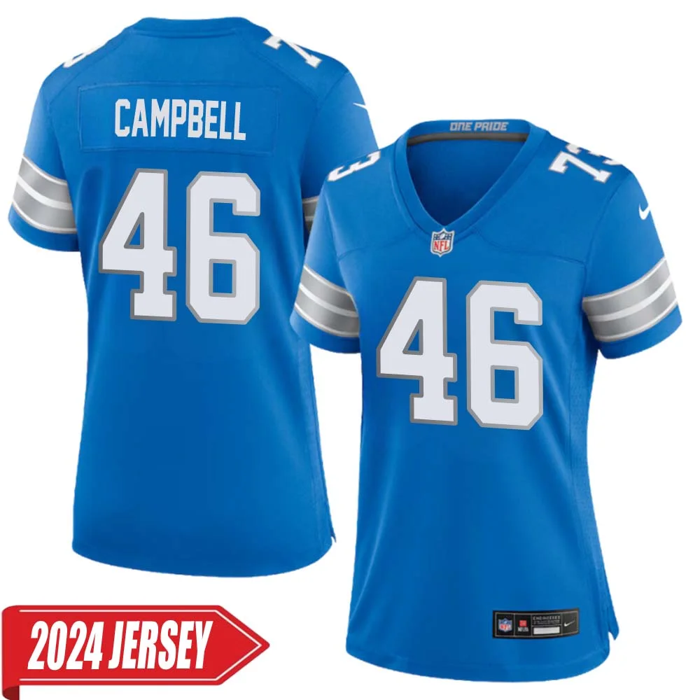 Jack Campbell No 46 Woman s Detroit Lions Home Game 2024 Jersey Blue