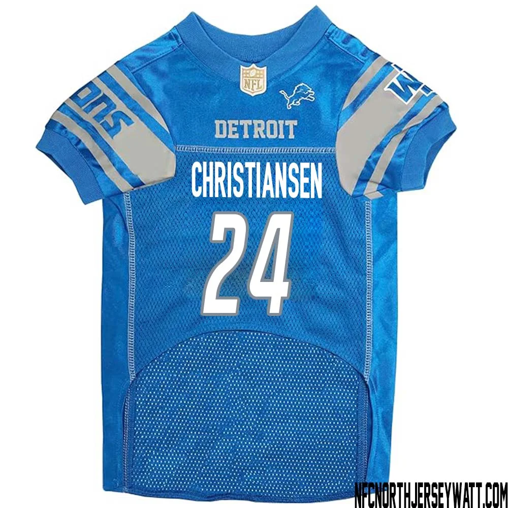 Jack Christiansen No 24 Blue Detroit Lions Dog Jersey 1