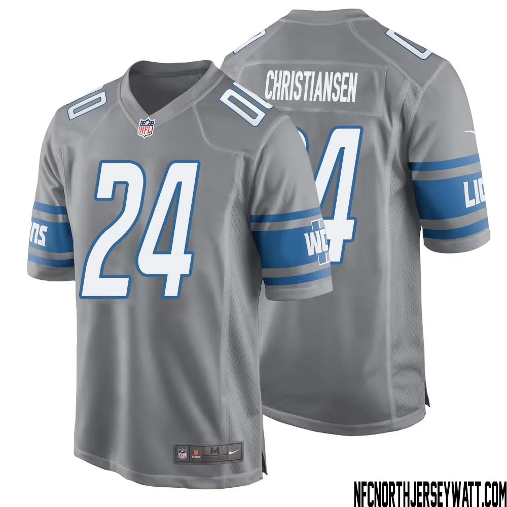 Jack Christiansen No 24 Men Gray Detroit Lions Player Alternate Game Jersey