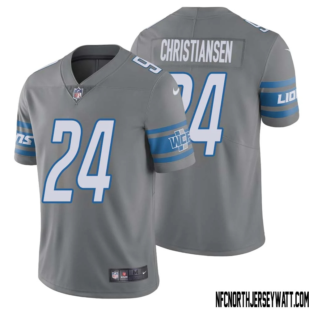 Jack Christiansen No 24 Men Steel Detroit Lions Vapor Untouchable Color Rush Limited Player Jersey 1