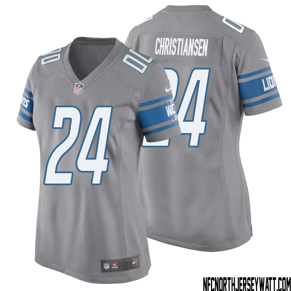 Jack Christiansen No 24 Women Gray Detroit Lions Player Alternate Game Jersey