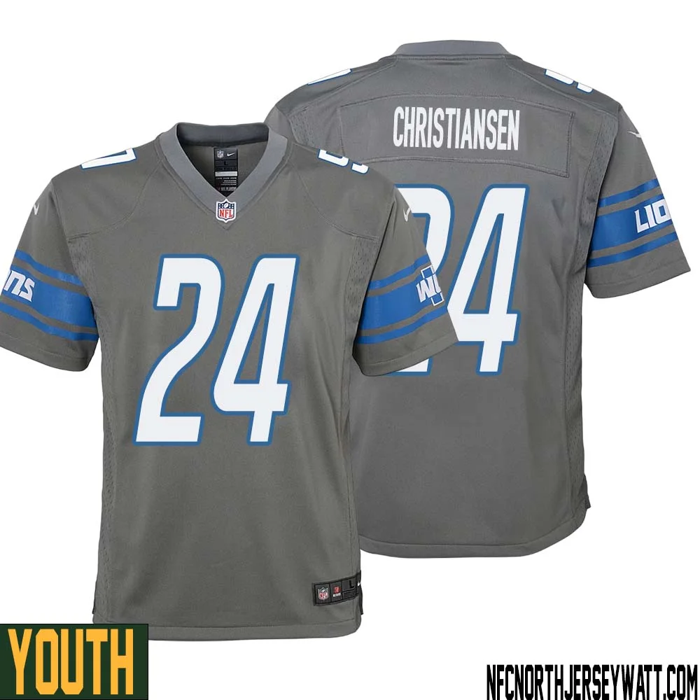 Jack Christiansen No 24 Youth Gray Detroit Lions Player Alternate Game Jersey 1