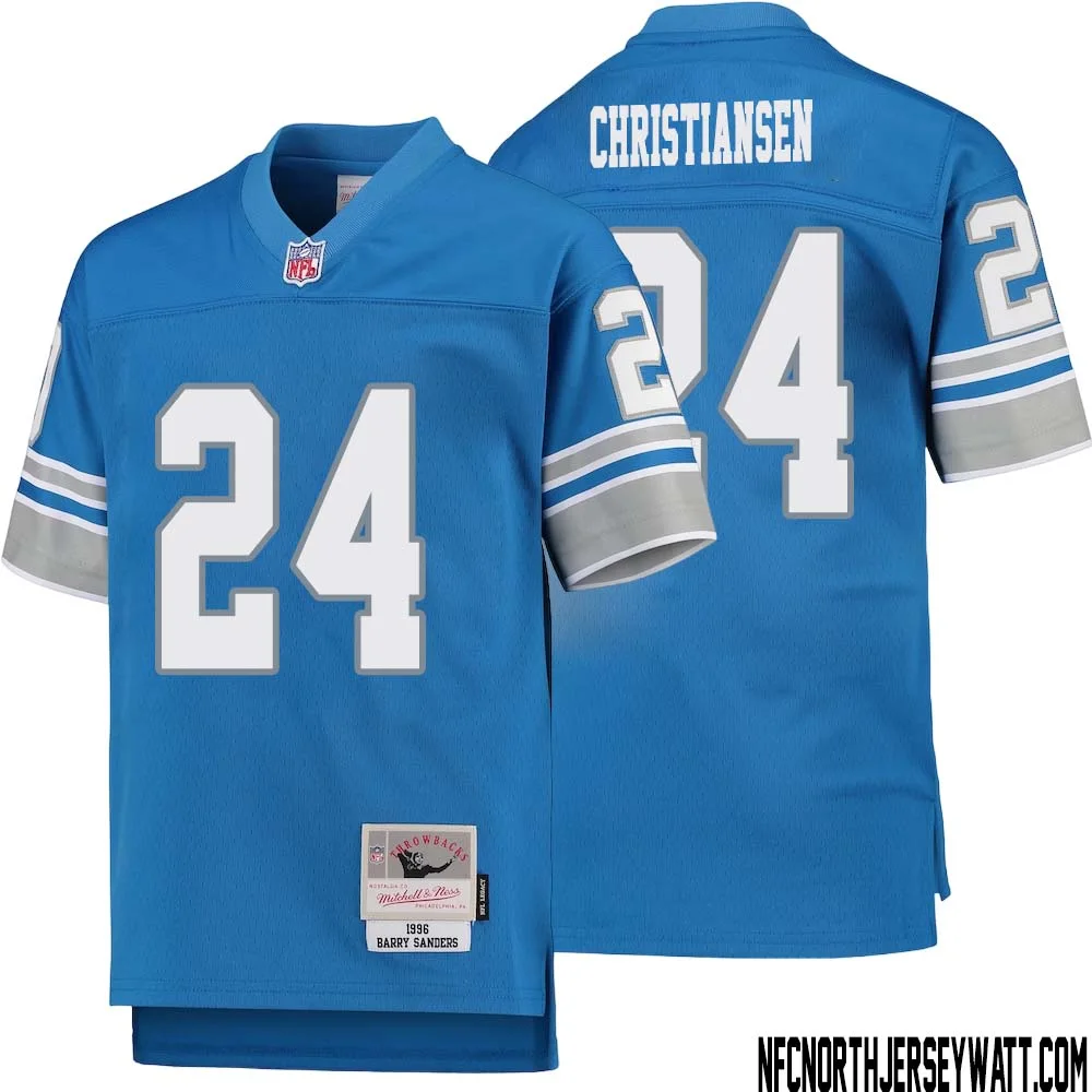 Jack Christiansen No 24 Youth Mitchell Ness Blue Detroit Lions 1996 Legacy Retired Player Jersey