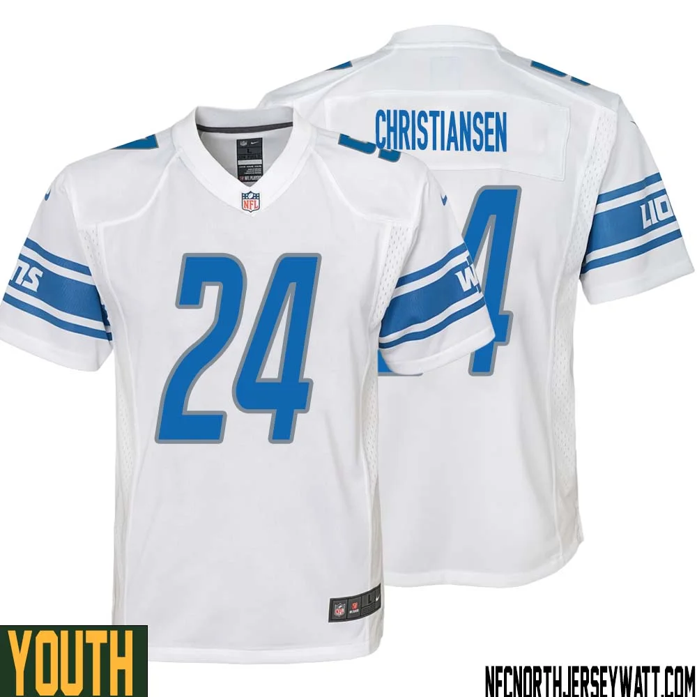 Jack Christiansen No 24 Youth White Detroit Lions Player Away Game Jersey 1