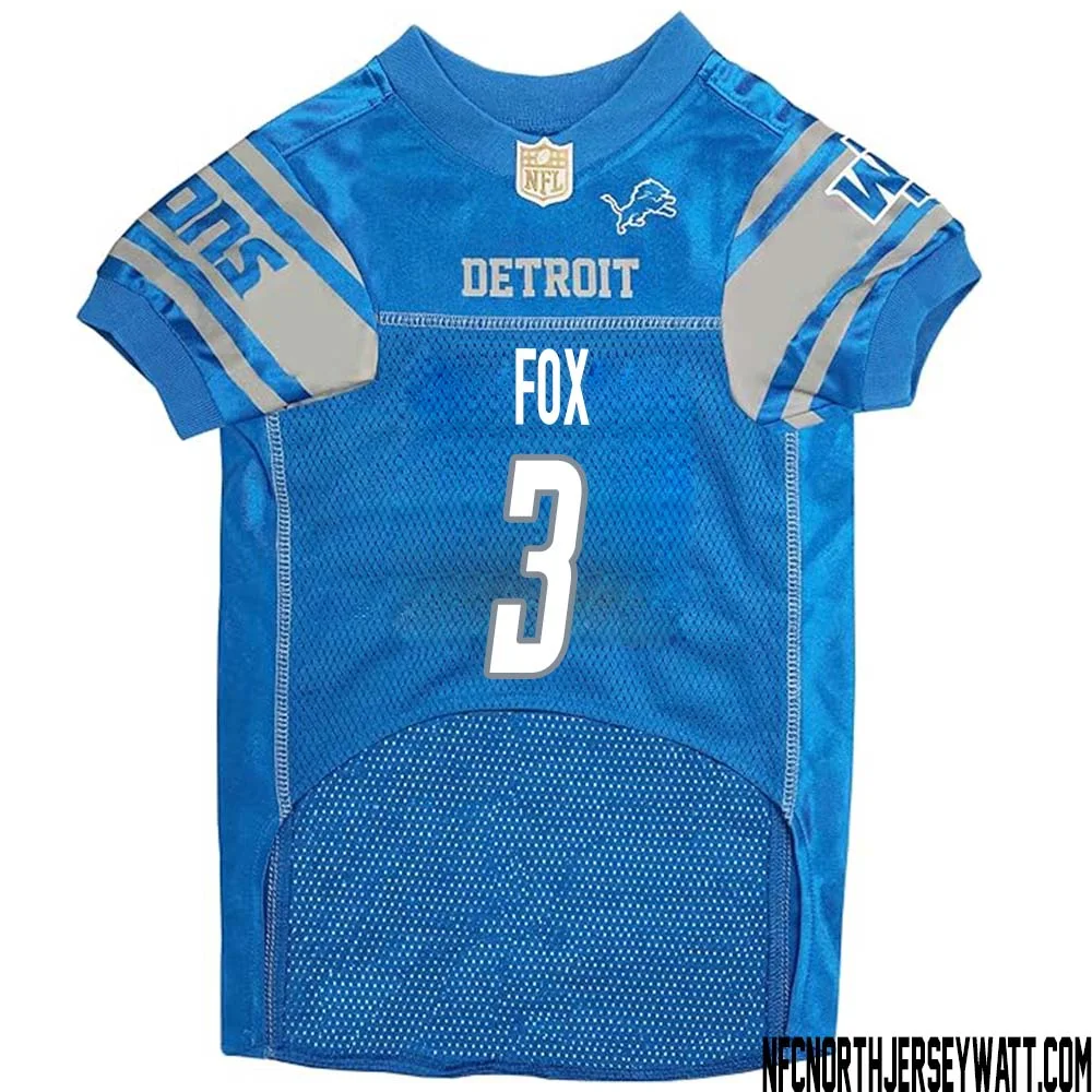 Jack Fox No 3 Blue Detroit Lions Dog Jersey