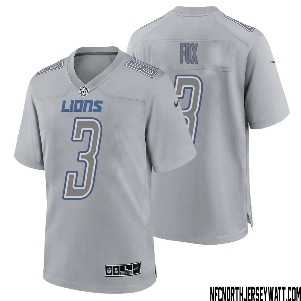 Jack Fox No 3 Men Gray Detroit Lions Atmosphere Fashion Game Jersey 1