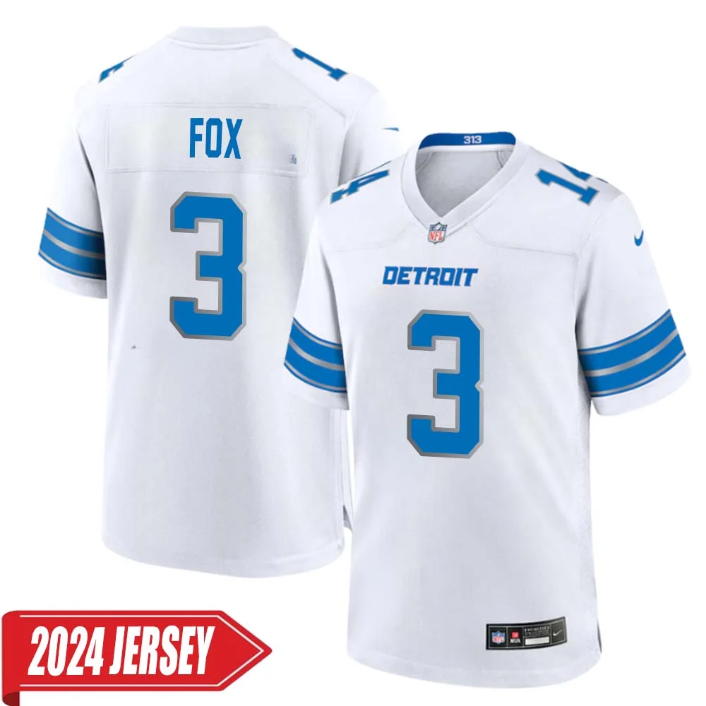 Jack Fox No 3 Men s Detroit Lions Away Game 2024 Jersey White