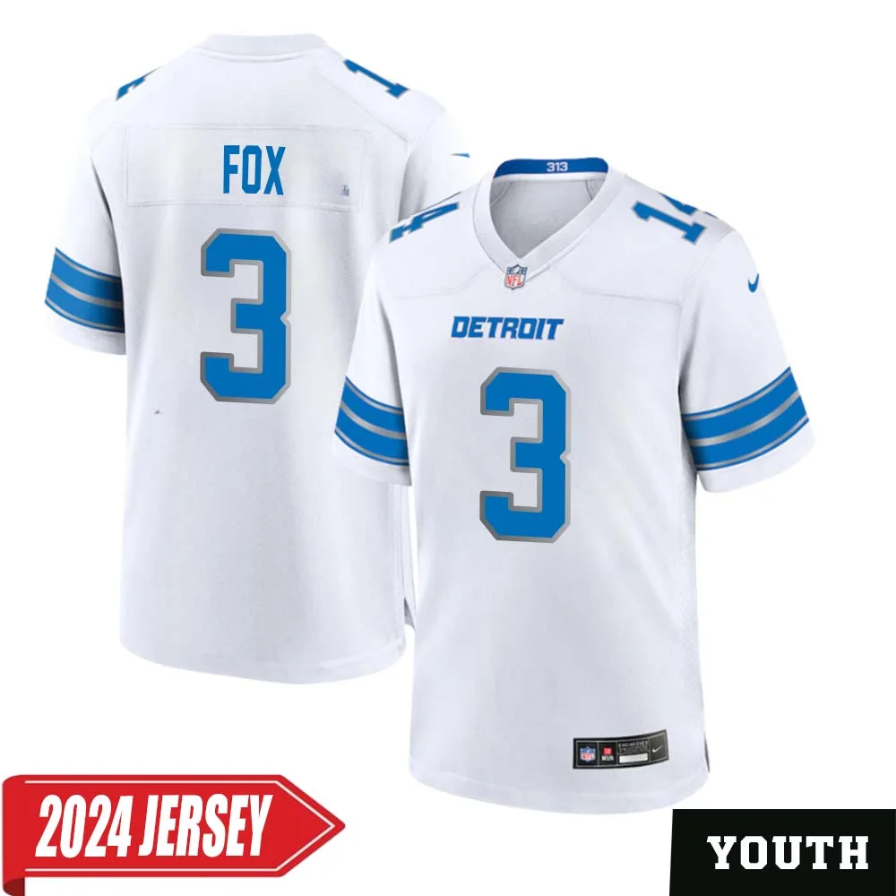 Jack Fox No 3 Youth s Detroit Lions Away Game 2024 Jersey White
