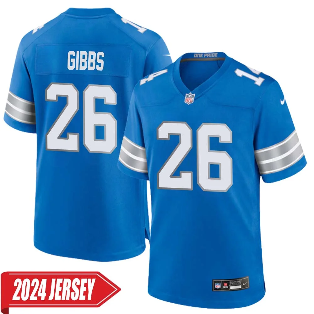 Jahmyr Gibbs No 26 Men s Detroit Lions Home Game 2024 Jersey Blue