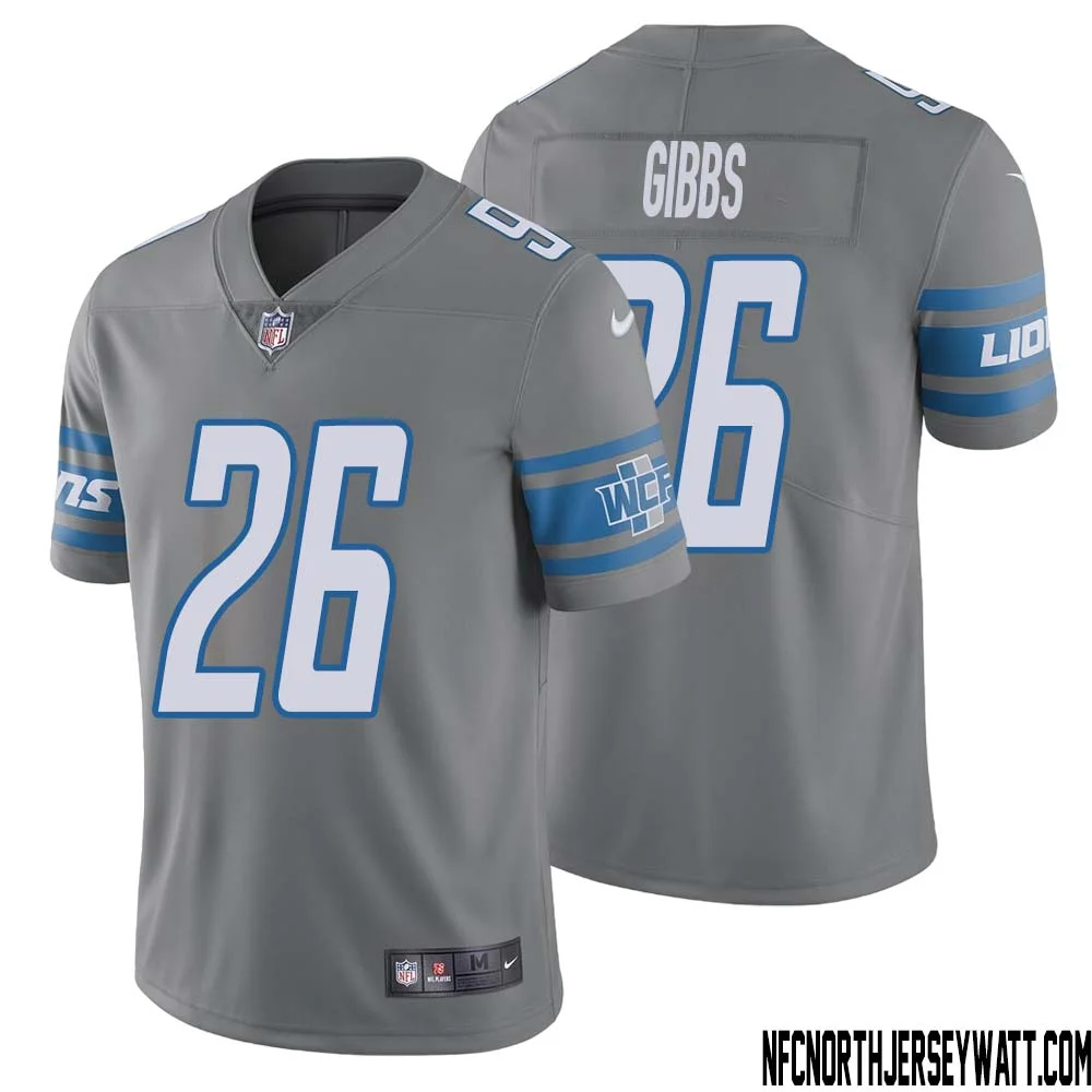 Jahmyr Gibbs No 26 Men Steel Detroit Lions Vapor Untouchable Color Rush Limited Player Jersey 1