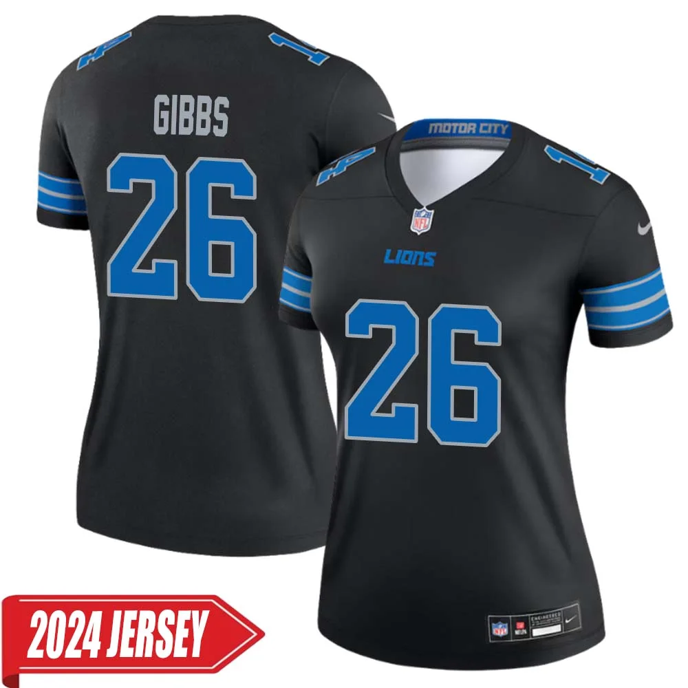 Jahmyr Gibbs No 26 Woman s Detroit Lions 2nd Alternate Vapor F.U.S.E. Limited 2024 Jersey Black