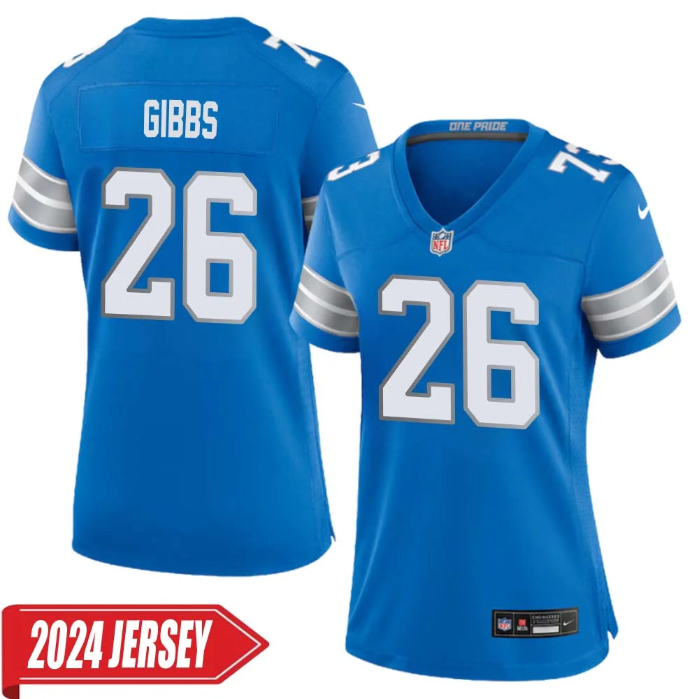 Jahmyr Gibbs No 26 Woman s Detroit Lions Home Game 2024 Jersey Blue