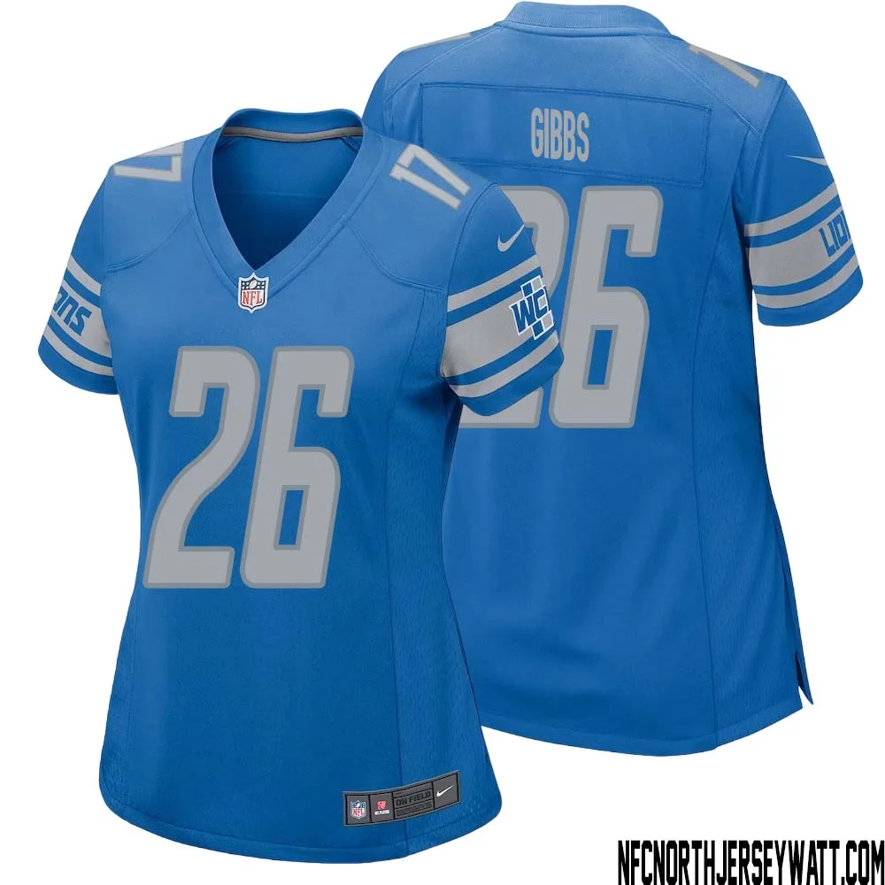 Jahmyr Gibbs No 26 Women Blue Detroit Lions Player Home Game Jersey 1