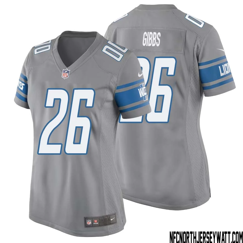 Jahmyr Gibbs No 26 Women Gray Detroit Lions Player Alternate Game Jersey