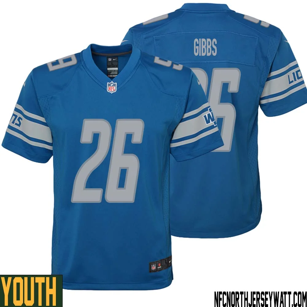 Jahmyr Gibbs No 26 Youth Blue Detroit Lions Player Home Game Jersey