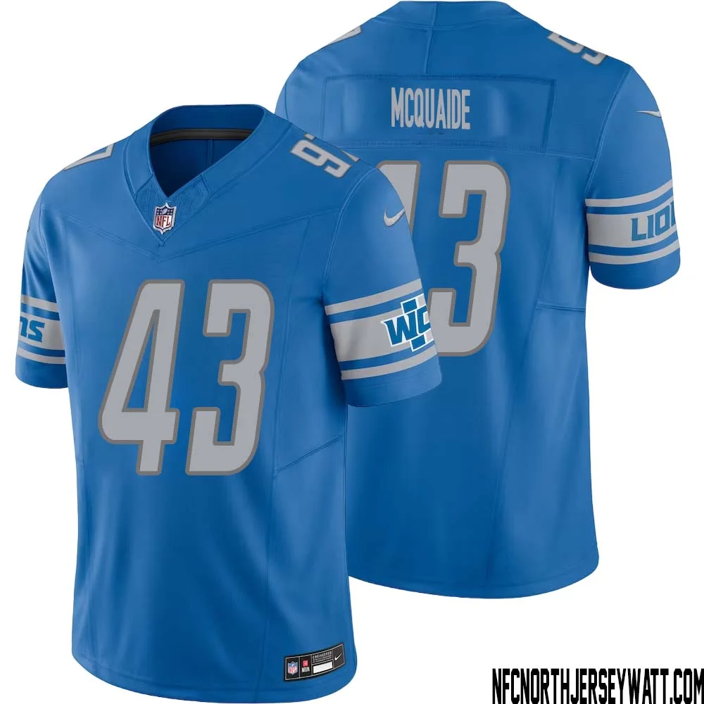 Jake McQuaide No 43 Men Blue Detroit Lions Vapor F.U.S.E. Limited Jersey