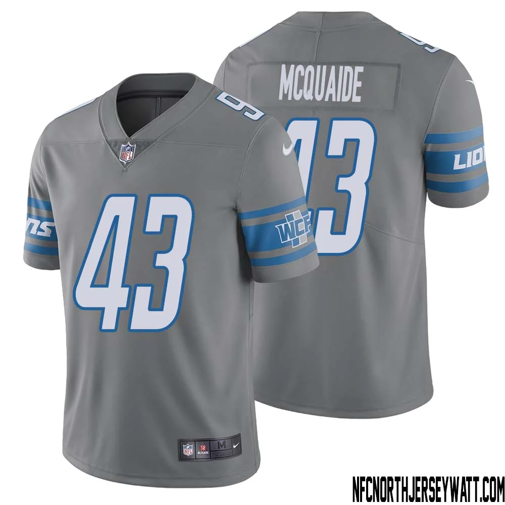 Jake McQuaide No 43 Men Steel Detroit Lions Vapor Untouchable Color Rush Limited Player Jersey