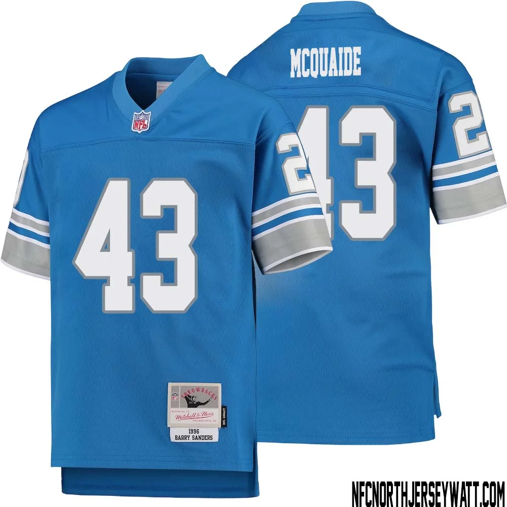 Jake McQuaide No 43 Youth Mitchell Ness Blue Detroit Lions 1996 Legacy Retired Player Jersey 1