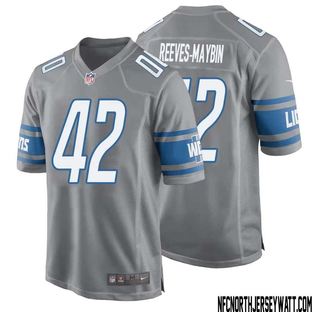 Jalen Reeves Maybin No 42 Men Gray Detroit Lions Player Alternate Game Jersey