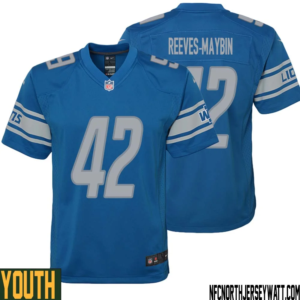 Jalen Reeves Maybin No 42 Youth Blue Detroit Lions Player Home Game Jersey