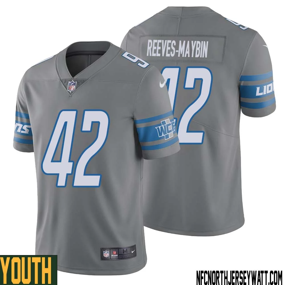 Jalen Reeves Maybin No 42 Youth Gray Detroit Lions Inverted Legend Jersey