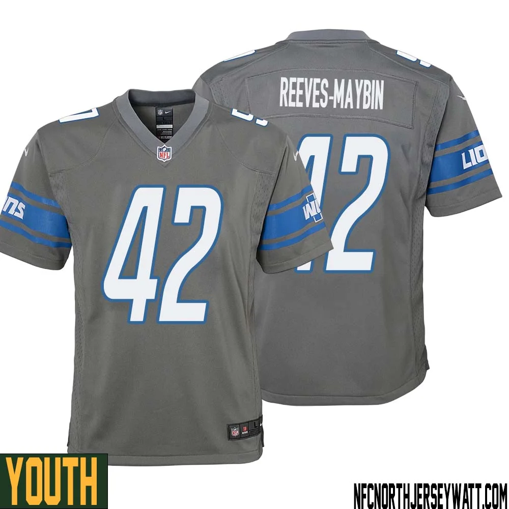 Jalen Reeves Maybin No 42 Youth Gray Detroit Lions Player Alternate Game Jersey 1