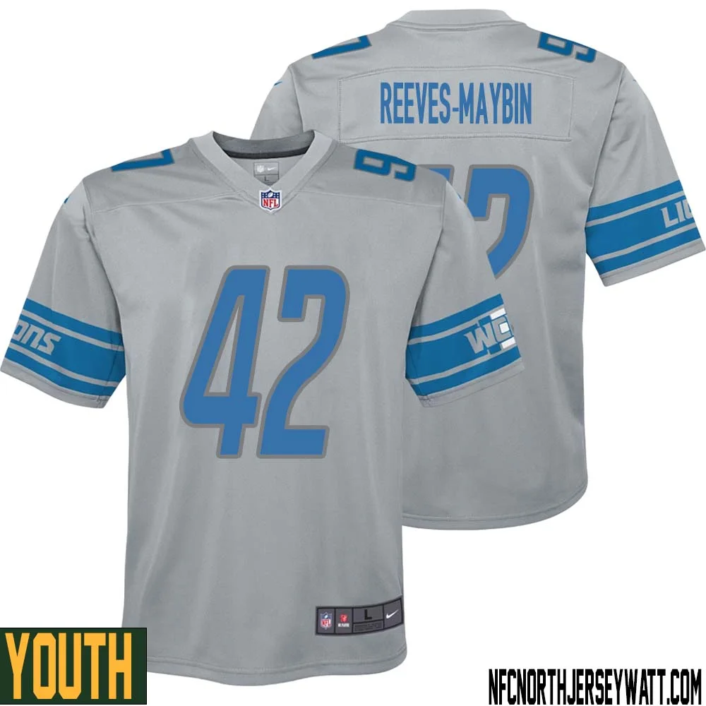 Jalen Reeves Maybin No 42 Youth Steel Detroit Lions Vapor Untouchable Color Rush Limited Player Jersey