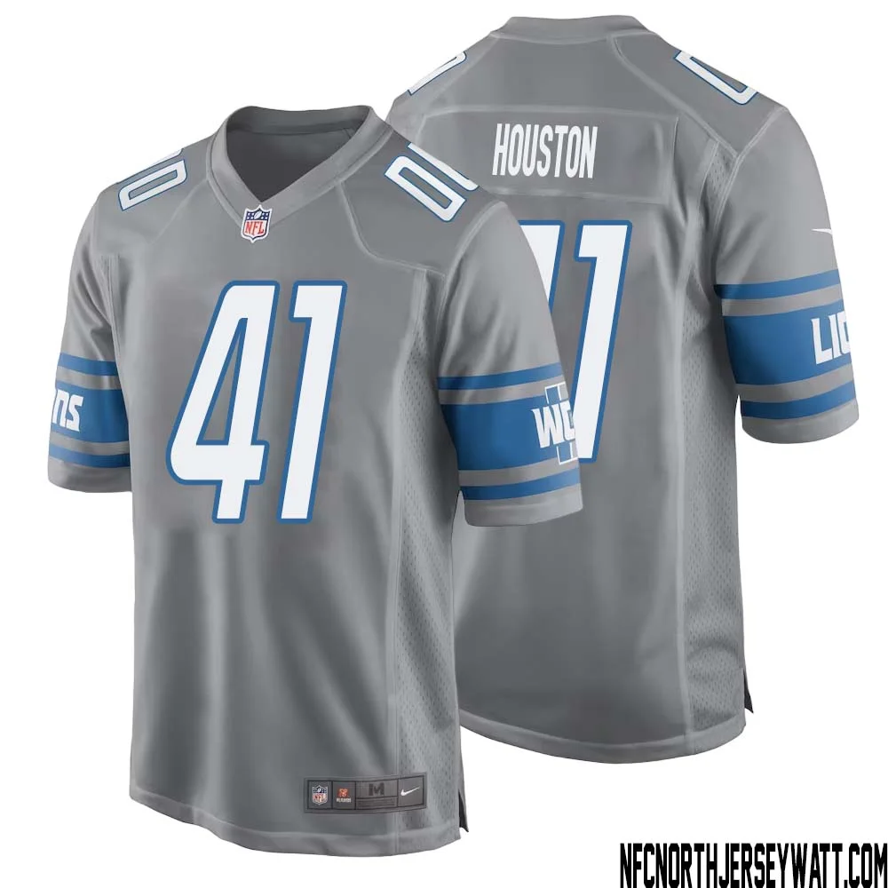 James Houston No 41 Men Gray Detroit Lions Player Alternate Game Jersey 1
