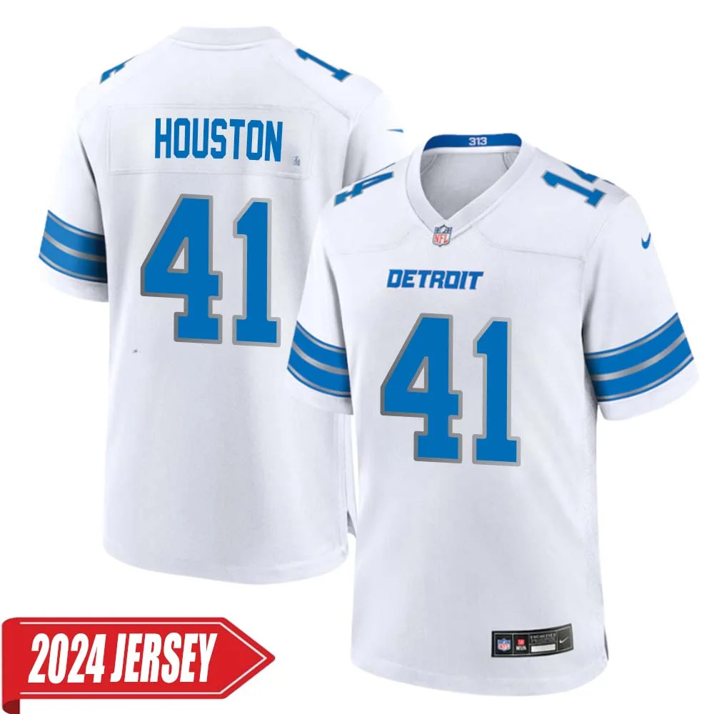James Houston No 41 Men s Detroit Lions Away Game 2024 Jersey White