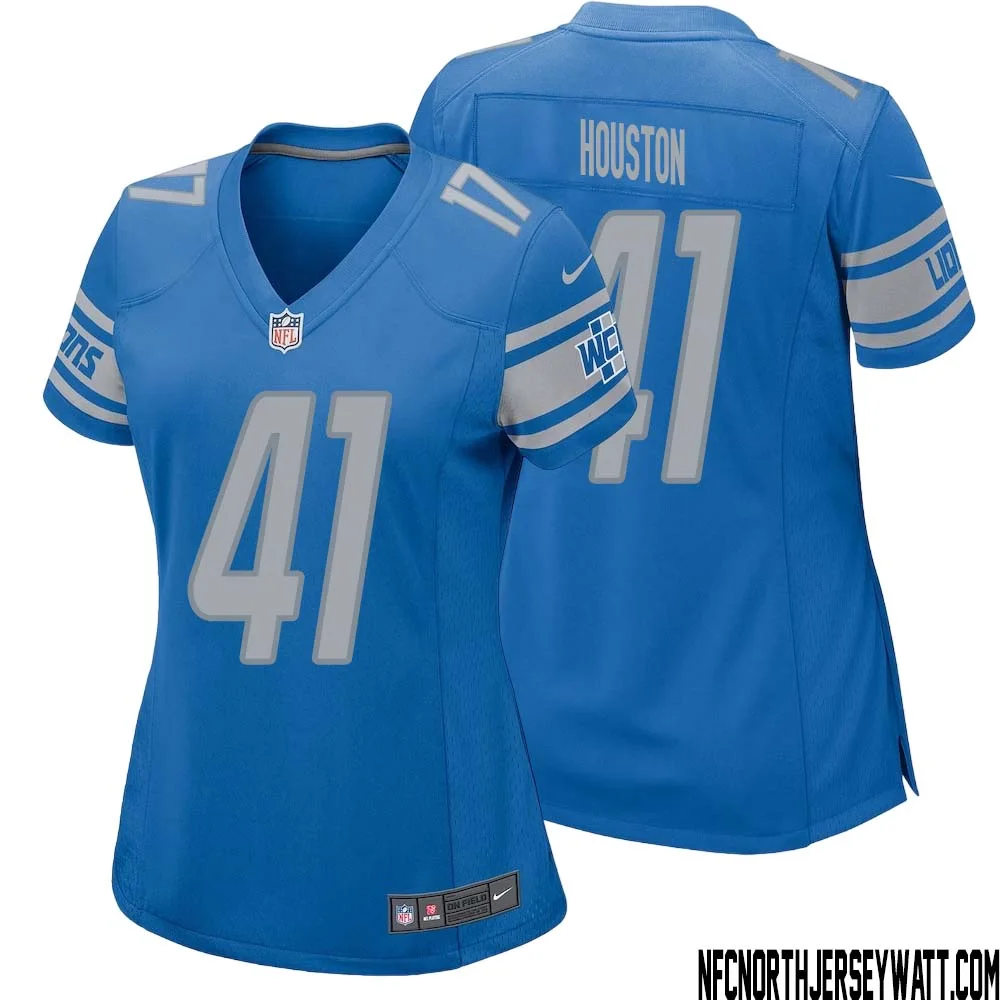 James Houston No 41 Women Blue Detroit Lions Player Home Game Jersey 1