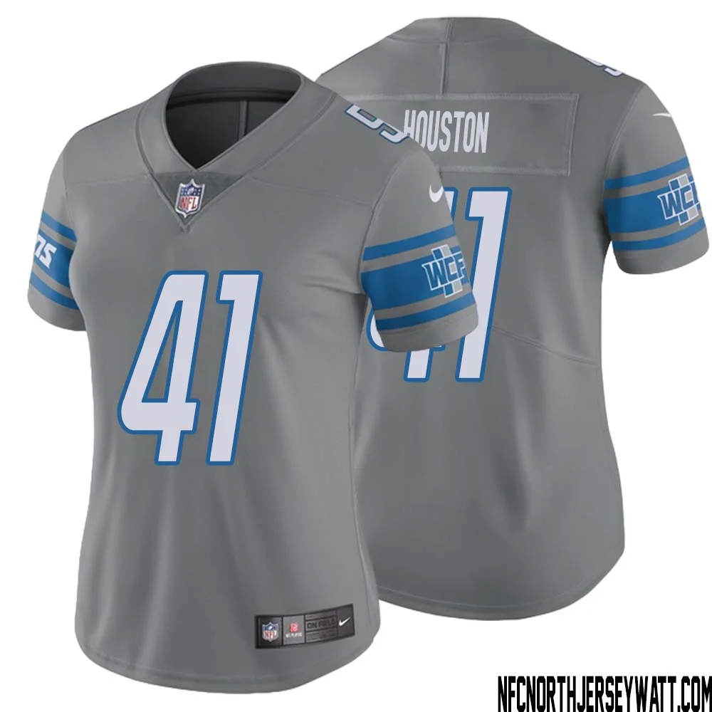 James Houston No 41 Women Steel Detroit Lions Vapor Untouchable Color Rush Limited Player Jersey 1