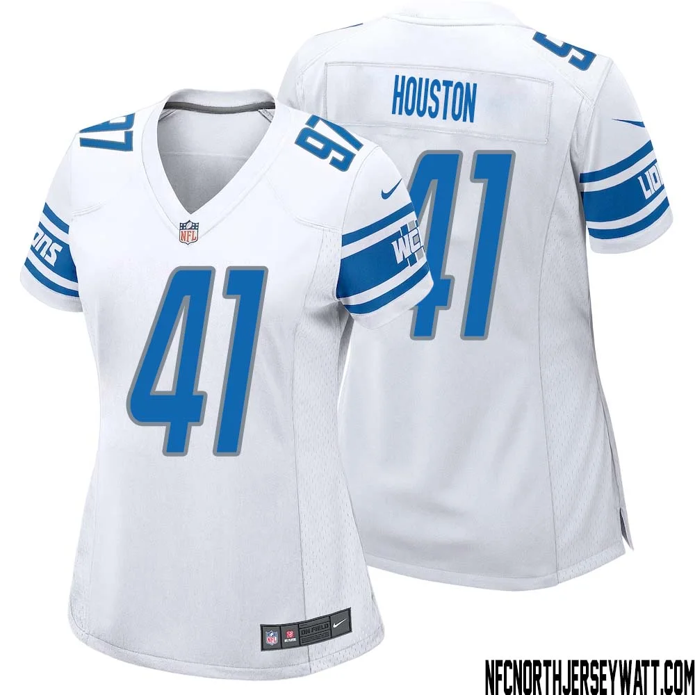 James Houston No 41 Women White Detroit Lions Player Away Game Jersey 1