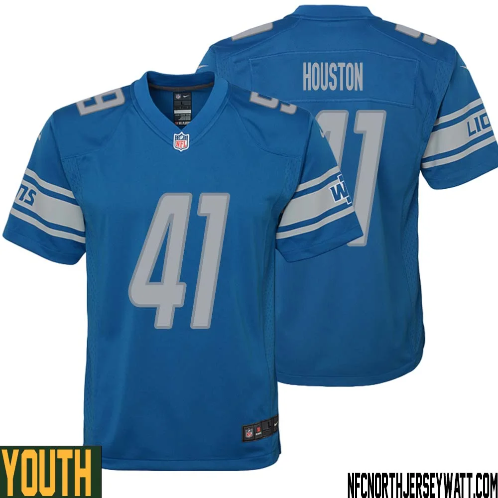 James Houston No 41 Youth Blue Detroit Lions Player Home Game Jersey 1