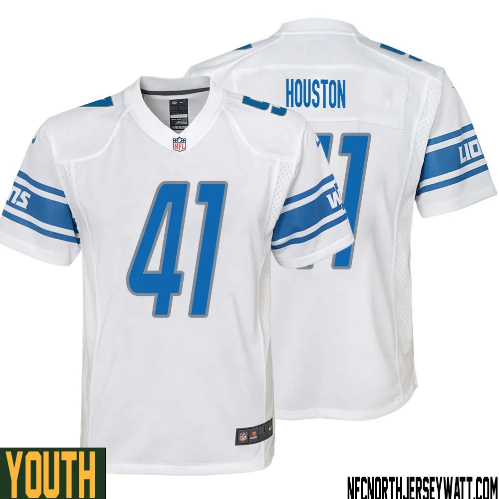 James Houston No 41 Youth White Detroit Lions Player Away Game Jersey 1